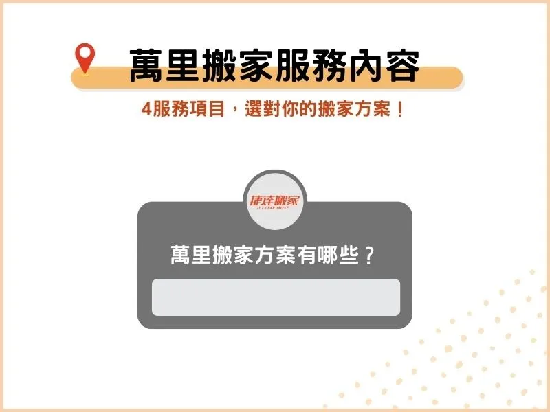 萬里搬家服務項目有哪些？4服務項目，選對你的搬家方案！
