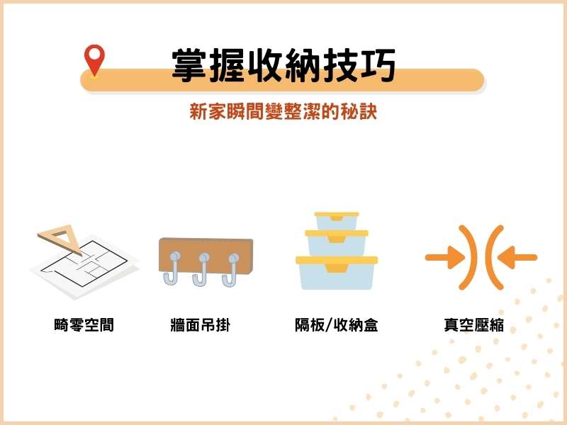 掌握4個收納技巧，新家瞬間變整潔