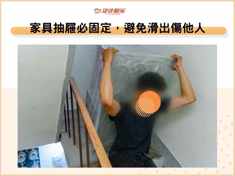 家具抽屜必固定，避免滑出傷他人