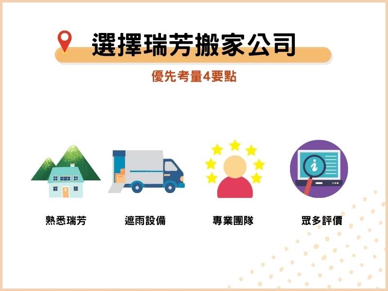 選擇優質瑞芳搬家公司，優先考量4要點！